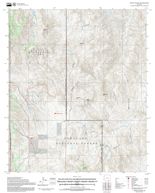 2025 Forest Service Topo Map of Happy Valley Arizona