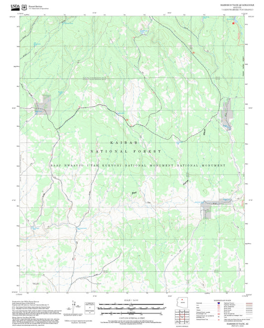 2025 Forest Service Topo Map of Harbison Tank Arizona