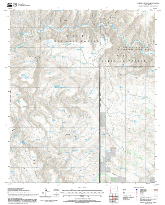 2025 Forest Service Topo Map of Harden Cienega New Mexico