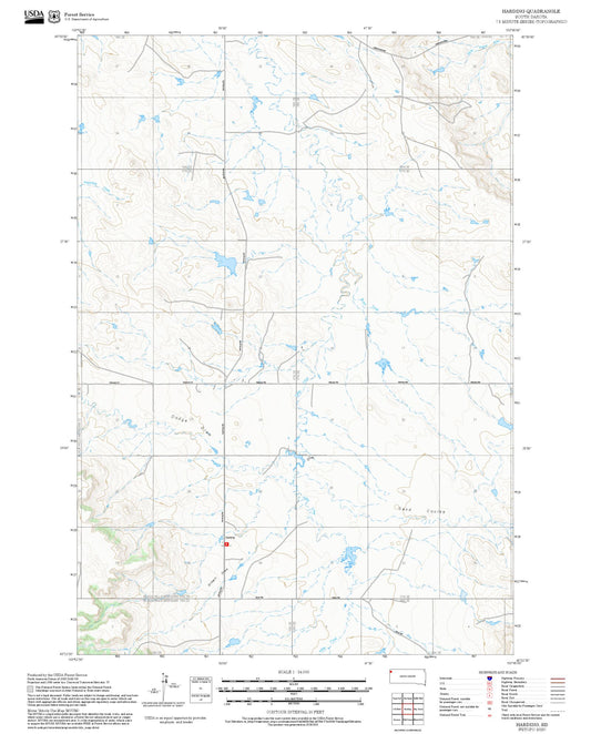 2025 Forest Service Topo Map of Harding South Dakota