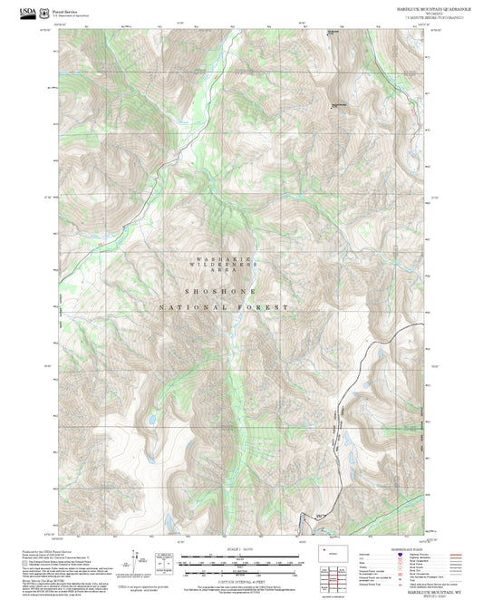2025 Forest Service Topo Map of Hardluck Mountain Wyoming