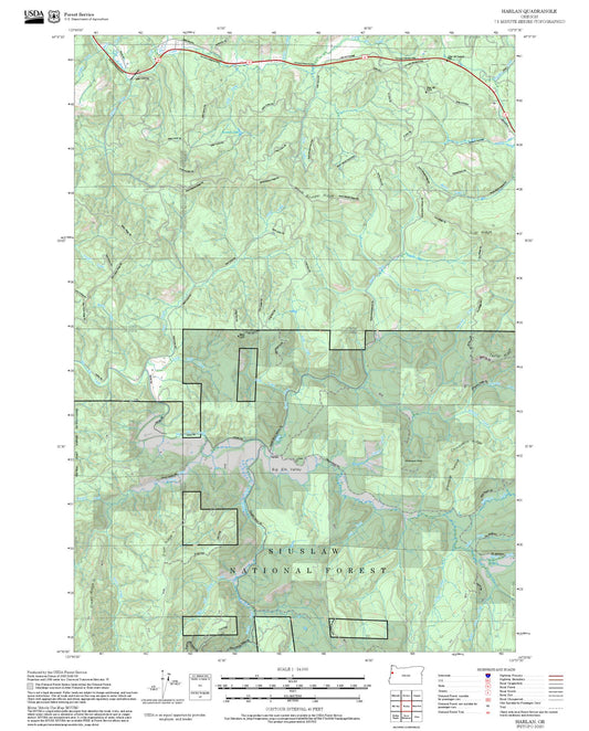 2025 Forest Service Topo Map of Harlan Oregon