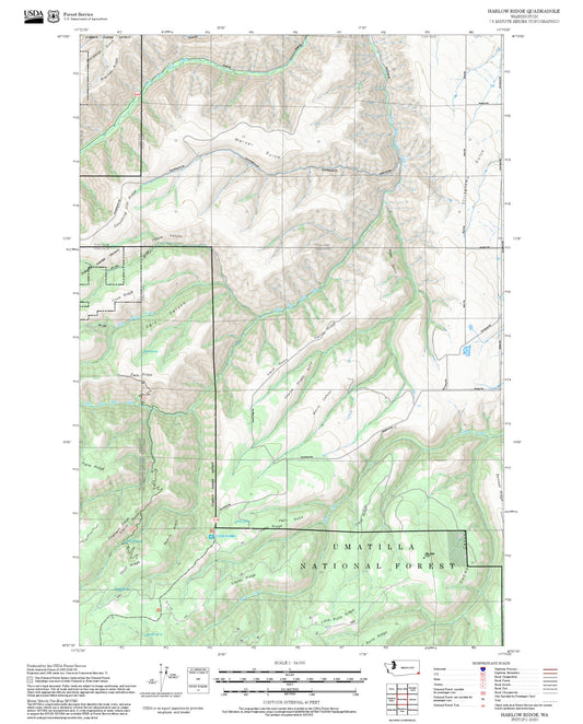 2025 Forest Service Topo Map of Harlow Ridge Washington