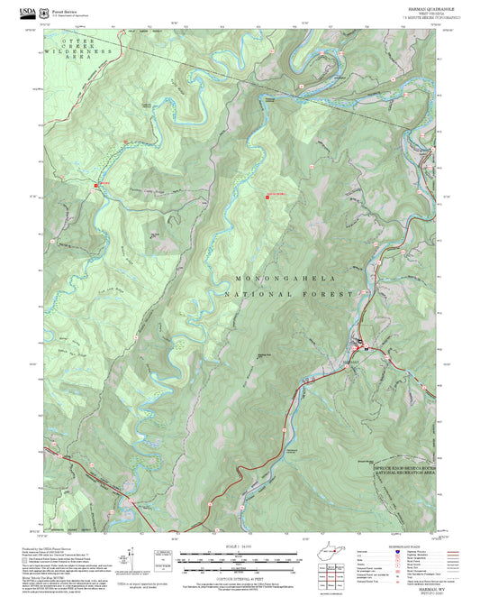 2025 Forest Service Topo Map of Harman West Virginia