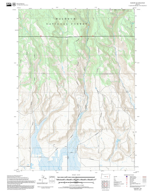 2025 Forest Service Topo Map of Harney Oregon