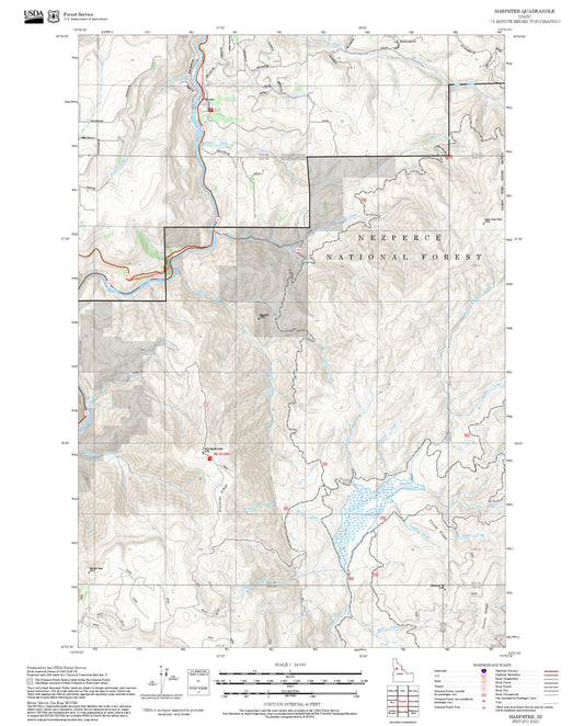2025 Forest Service Topo Map of Harpster Idaho