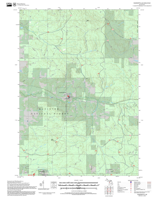 2025 Forest Service Topo Map of Harrietta Michigan