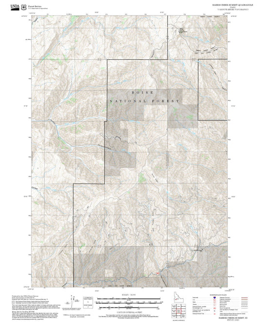 2025 Forest Service Topo Map of Harris Creek Summit Idaho