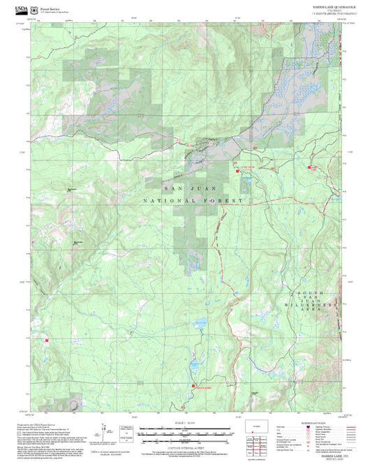 2025 Forest Service Topo Map of Harris Lake Colorado
