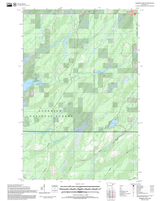 2025 Forest Service Topo Map of Harris Lake Minnesota