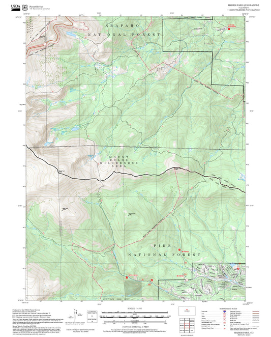 2025 Forest Service Topo Map of Harris Park Colorado