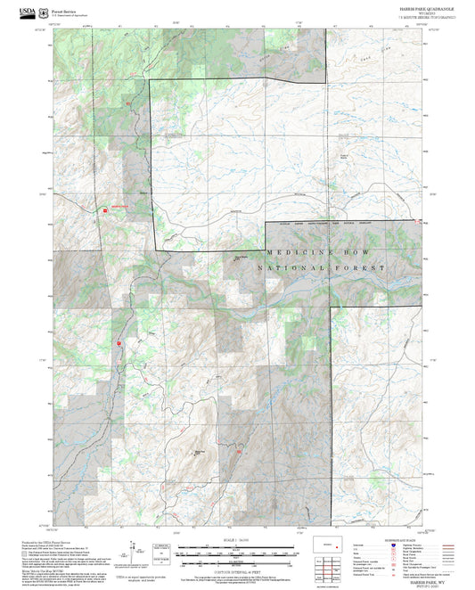 2025 Forest Service Topo Map of Harris Park Wyoming