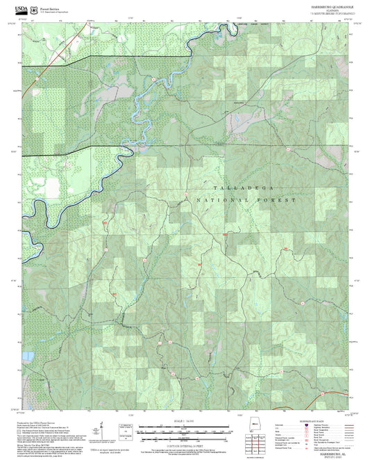 2025 Forest Service Topo Map of Harrisburg Alabama