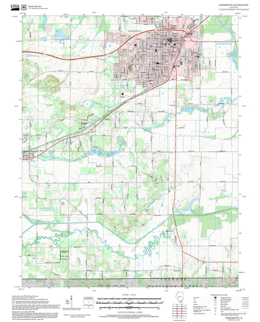 2025 Forest Service Topo Map of Harrisburg Illinois