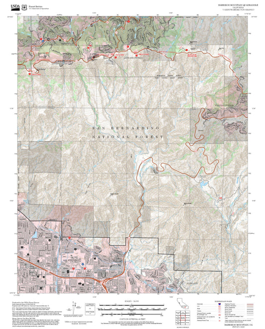2025 Forest Service Topo Map of Harrison Mountain California