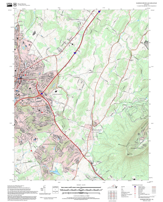 2025 Forest Service Topo Map of Harrisonburg Virginia