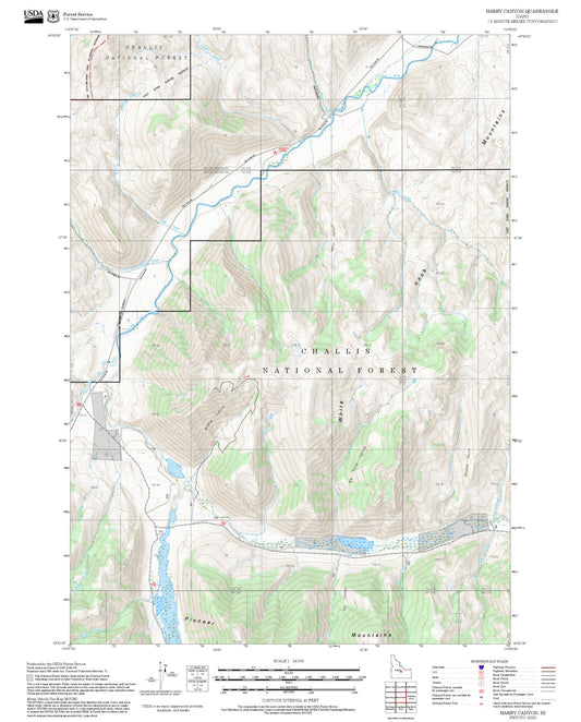 2025 Forest Service Topo Map of Harry Canyon Idaho