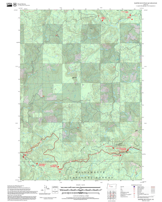 2025 Forest Service Topo Map of Harter Mountain Oregon