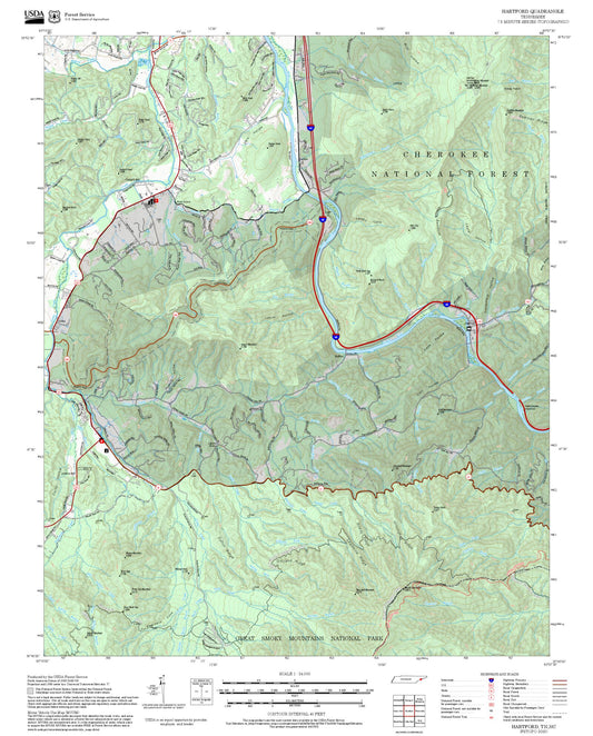 2025 Forest Service Topo Map of Hartford Tennessee