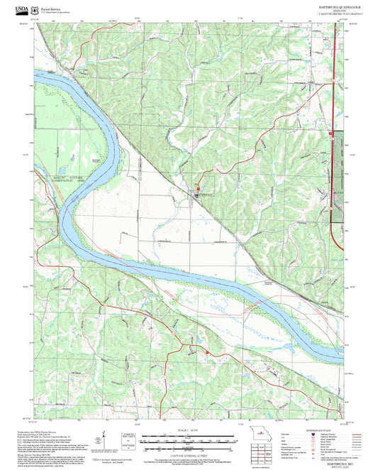 2025 Forest Service Topo Map of Hartsburg Missouri