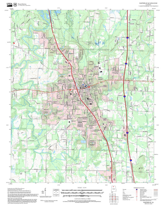 2025 Forest Service Topo Map of Hartselle Alabama