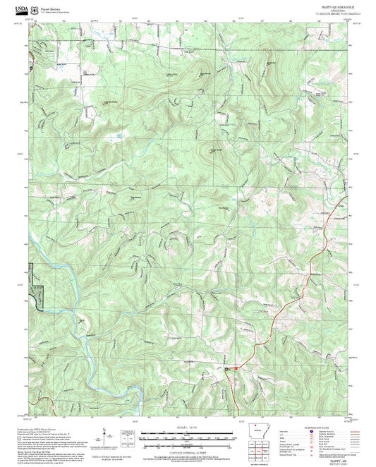 2025 Forest Service Topo Map of Hasty Arkansas