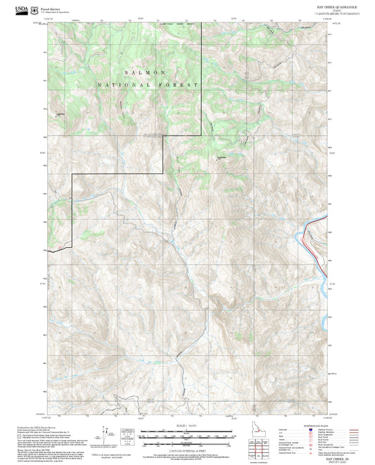 2025 Forest Service Topo Map of Hat Creek Idaho