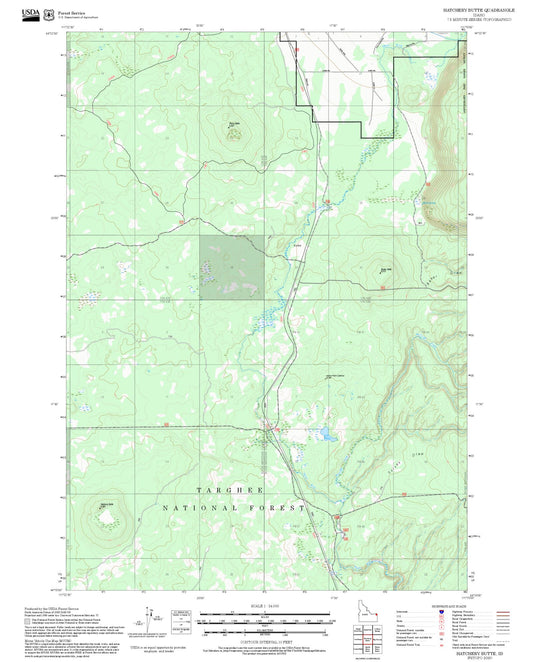 2025 Forest Service Topo Map of Hatchery Butte Idaho