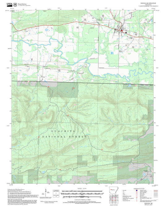 2025 Forest Service Topo Map of Havana Arkansas
