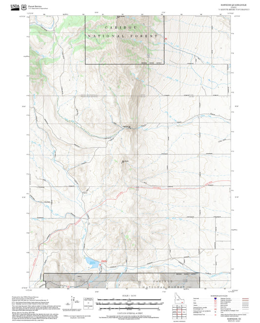 2025 Forest Service Topo Map of Hawkins Idaho