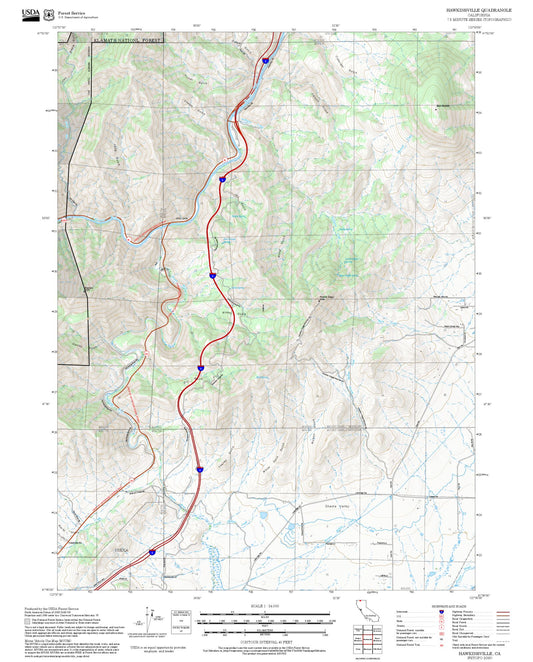 2025 Forest Service Topo Map of Hawkinsville California