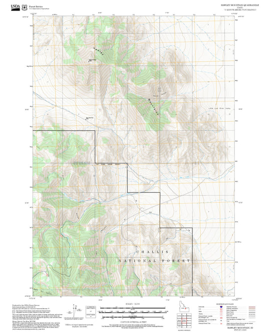 2025 Forest Service Topo Map of Hawley Mountain Idaho