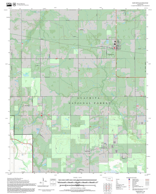 2025 Forest Service Topo Map of Haworth Oklahoma