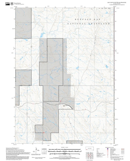 2025 Forest Service Topo Map of Hay Canyon Butte South Dakota