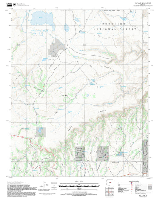 2025 Forest Service Topo Map of Hay Lake Arizona