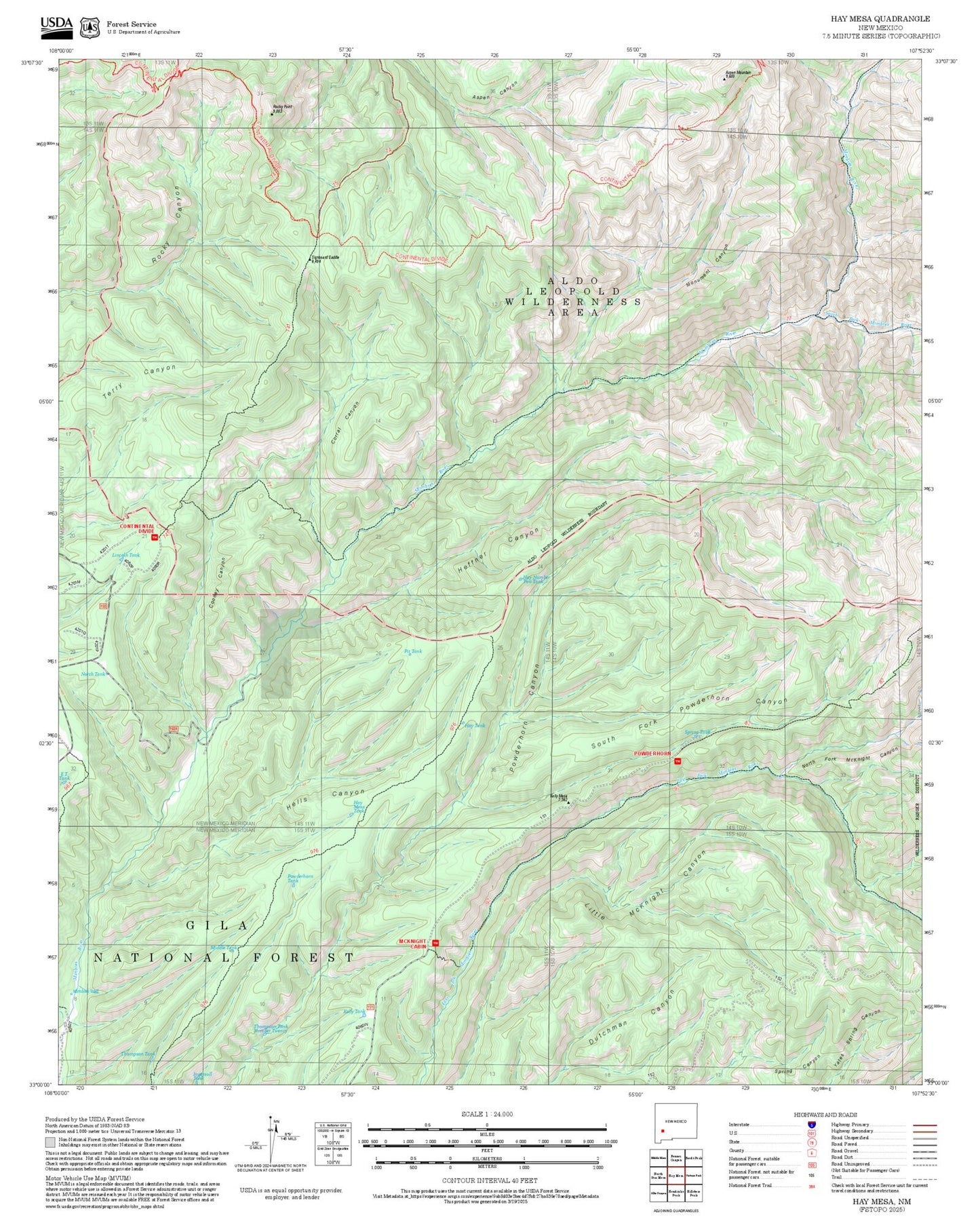 2025 Forest Service Topo Map of Hay Mesa New Mexico
