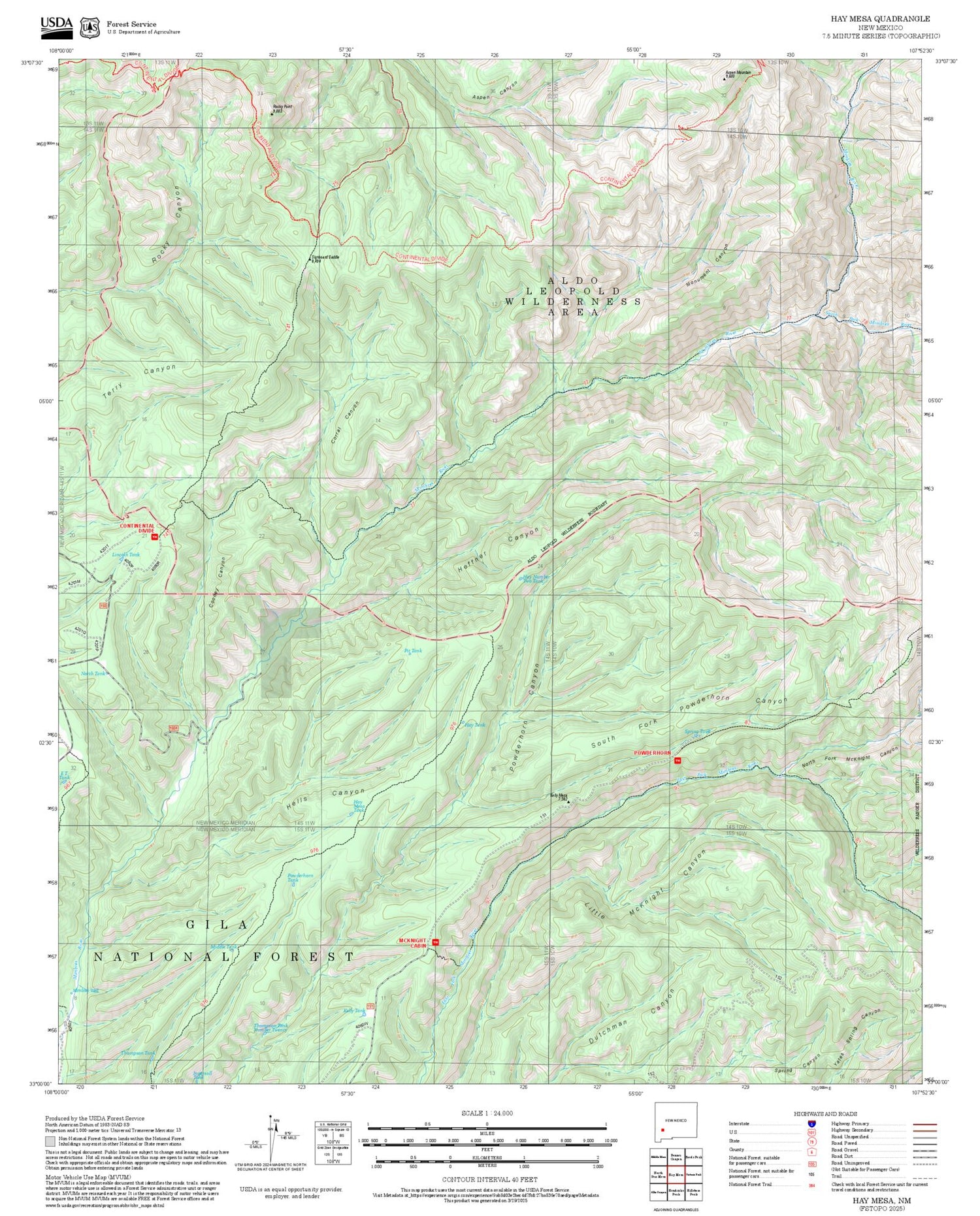 2025 Forest Service Topo Map of Hay Mesa New Mexico