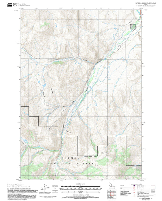 2025 Forest Service Topo Map of Hayden Creek Idaho
