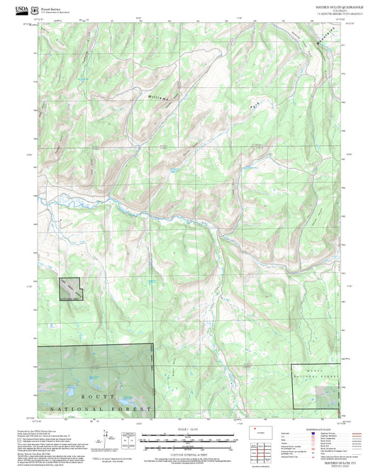 2025 Forest Service Topo Map of Hayden Gulch Colorado