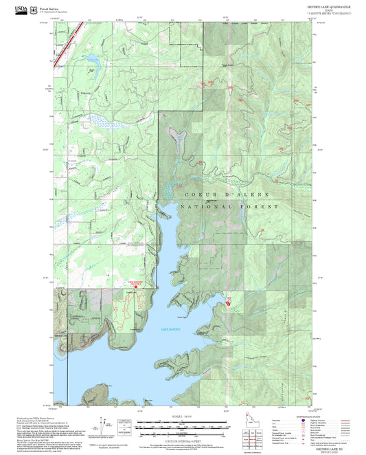 2025 Forest Service Topo Map of Hayden Lake Idaho