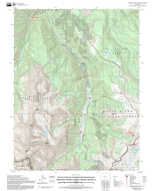 2025 Forest Service Topo Map of Hayden Peak Colorado