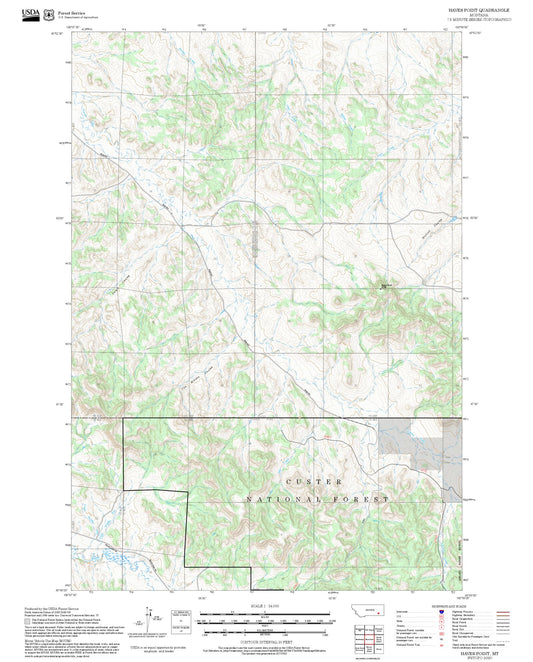 2025 Forest Service Topo Map of Hayes Point Montana