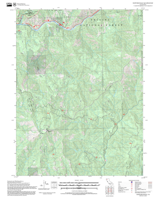 2025 Forest Service Topo Map of Hayfork Bally California