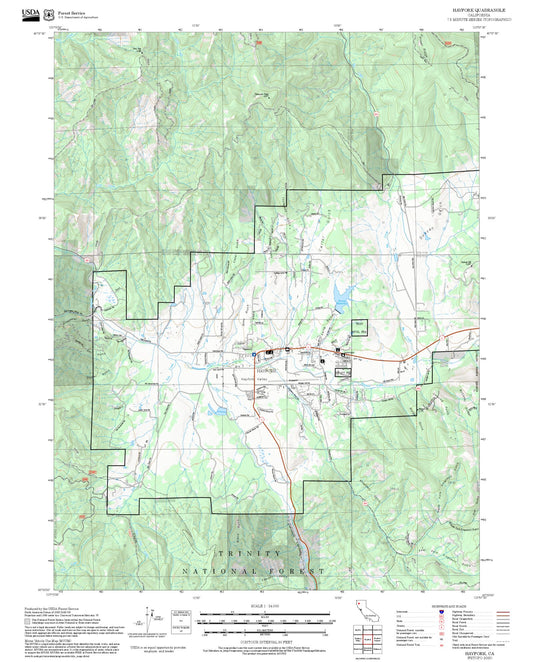 2025 Forest Service Topo Map of Hayfork California