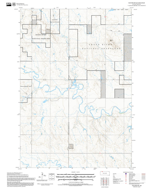 2025 Forest Service Topo Map of Haynes SW South Dakota
