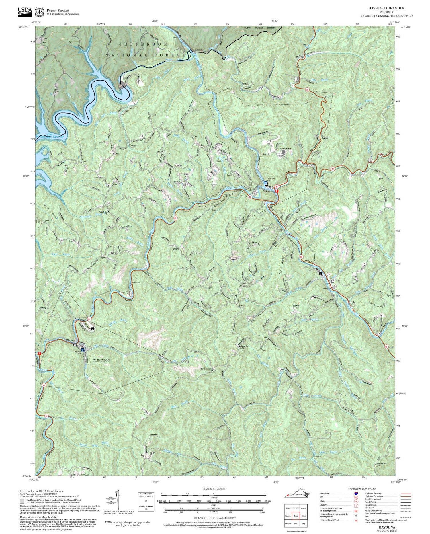 2025 Forest Service Topo Map of Haysi Virginia