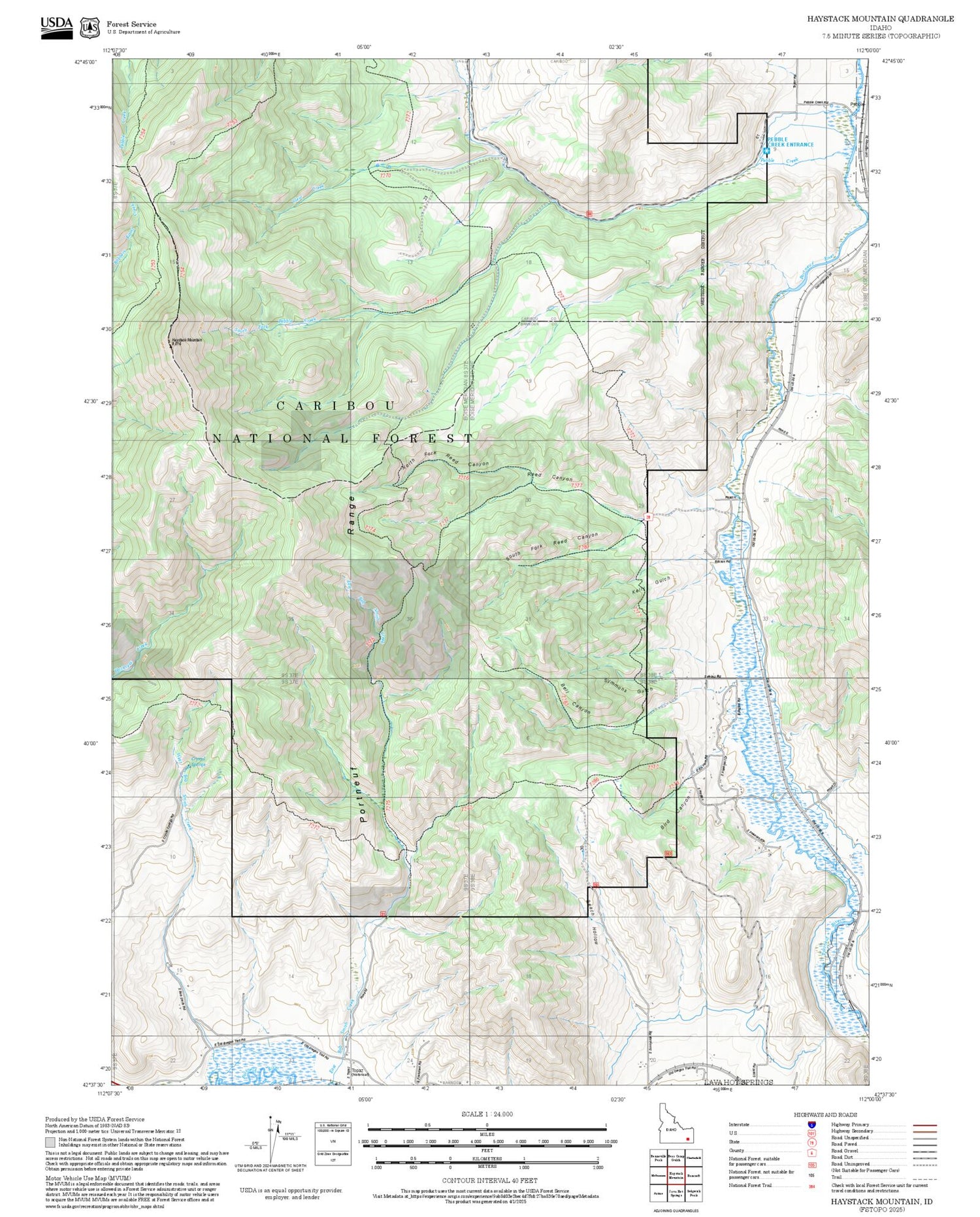 2025 Forest Service Topo Map of Haystack Mountain Idaho
