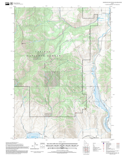 2025 Forest Service Topo Map of Haystack Mountain Idaho