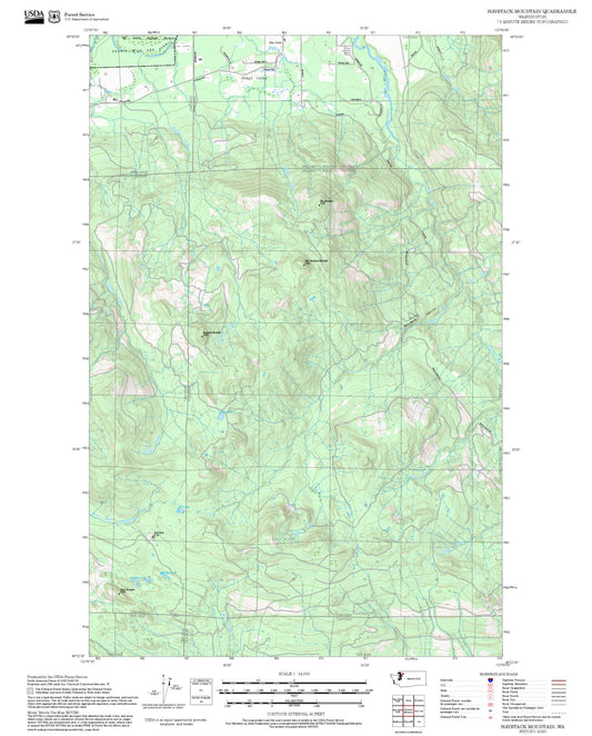 2025 Forest Service Topo Map of Haystack Mountain Washington