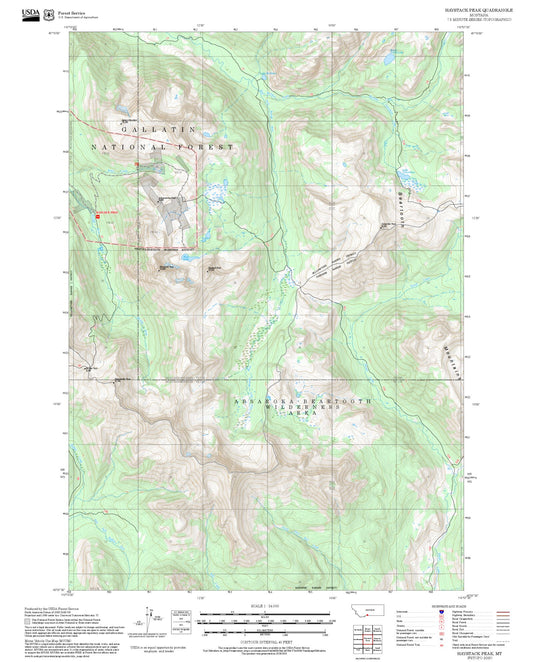 2025 Forest Service Topo Map of Haystack Peak Montana